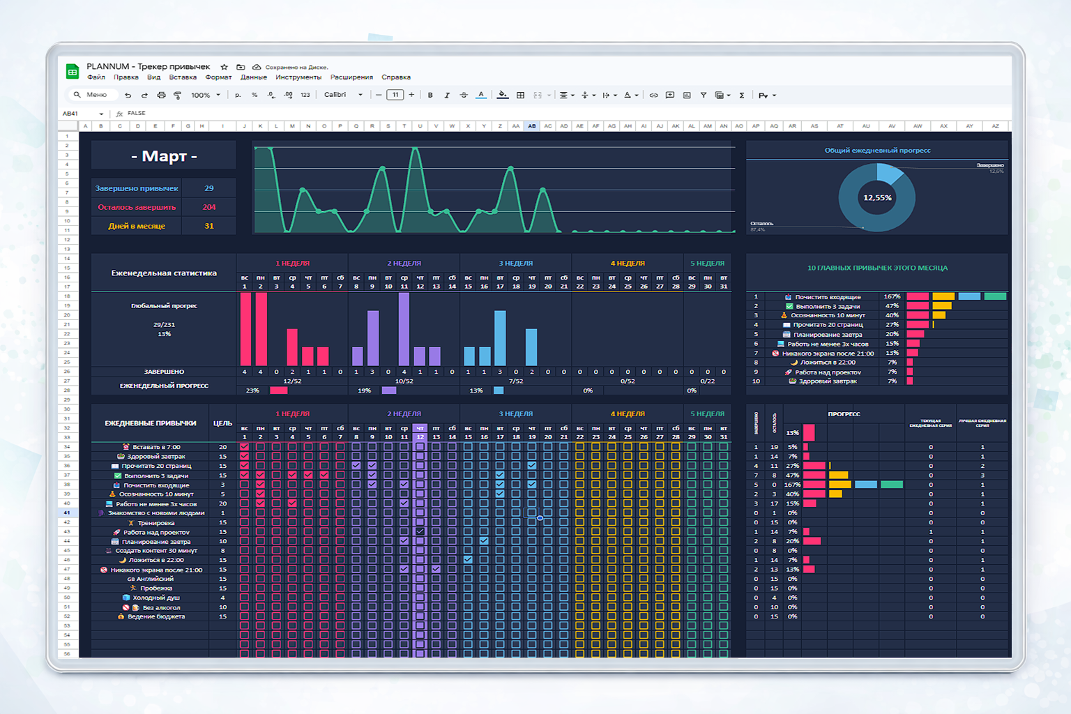 Трекер привычек PLANNUM